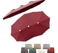 ombrellone da giardino, Telo di ricambio for ombrellone da mercato a tre dimensioni, 15', doppio lato, 12 stecche, tessuto di ricambio for ombrellone da giardino, grande, anti-UV(Burgundy)