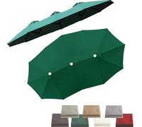 ombrellone da giardino, Telo di ricambio for ombrellone da mercato a tre dimensioni, 15', doppio lato, 12 stecche, tessuto di ricambio for ombrellone da giardino, grande, anti-UV(Dark Green)