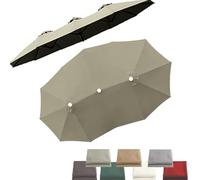 ombrellone da giardino, Telo di ricambio for ombrellone da mercato a tre dimensioni, 15', doppio lato, 12 stecche, tessuto di ricambio for ombrellone da giardino, grande, anti-UV(Taupe)