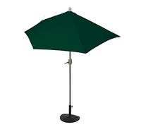 Ombrellone da parete balcone salvaspazio mezzaluna semicircolare Parla 135x260x252cm verde con base