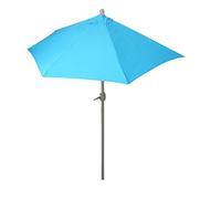 Ombrellone da parete balcone salvaspazio mezzaluna semicircolare Parla 145x285x252cm azzurro con base