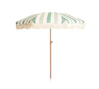 Ombrellone Da Patio Da 2 M, Spiaggia, Piscina, Terrazza, Parasole Da Giardino, Protezione Solare Esterna, Nappa A Strisce Verdi E Bianche, Inclinabile.