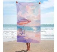 Ombrellone da spiaggia a righe e sedia vuota telo da spiaggia in microfibra senza sabbia grandi asciugamani da doccia multiuso assorbente per bagno piscina 130 x 80 cm