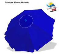 OMBRELLONE DA SPIAGGIA ALLUMINIO 2 MT CON SNODO TESSUTO POLYESTERE BLU PALO 32MM