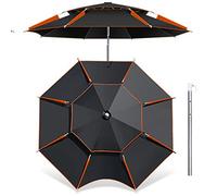 Ombrellone da Spiaggia Antivento Resistente Ombrellone da Giardino Più Dimensioni con Palo In Alluminio Rivestimento Tessuto Anti UV Regolazione A 360° (7 Colori)