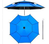 Ombrellone da Spiaggia Antivento Resistente Ombrellone da Giardino Più Dimensioni con Palo In Alluminio Rivestimento Tessuto Anti UV Regolazione A 360° (7 Colori) (Color : D, Size : 2.4m)