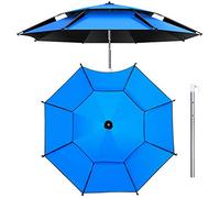 Ombrellone da Spiaggia Antivento Resistente Ombrellone da Giardino Più Dimensioni con Palo In Alluminio Rivestimento Tessuto Anti UV Regolazione A 360° (7 Colori)