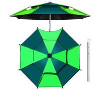 Ombrellone da Spiaggia Antivento Resistente Ombrellone da Giardino Più Dimensioni con Palo In Alluminio Rivestimento Tessuto Anti UV Regolazione A 360° (7 Colori)