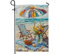 Ombrellone da spiaggia bandiera da giardino, bandiera colorata estiva floreale da spiaggia, bandiera a doppia faccia in poliestere per cortile vacanza decorazione per prato all'aperto 30,5 x 45,7 cm
