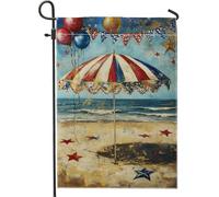 Ombrellone da spiaggia bandiera da giardino, bandiera decorativa estiva rossa bianca blu, bandiera a doppia faccia per casa da spiaggia, decorazione per prato all'aperto 30,5 x 45,7 cm