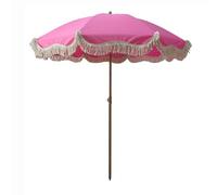 Ombrellone da spiaggia con frange rosa, portatile, 200 cm, protezione UV, per esterni, giardino, patio, tavolo, stile per picnic, piscina, prato e cortile