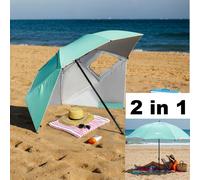 Ombrellone da spiaggia con funzione tenda 2 in 1