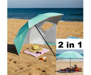 Ombrellone da spiaggia con funzione tenda 2 in 1