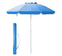 Ombrellone Da Spiaggia Grande Antivento 2.20 Metri Portatile Struttura In Acciaio A 8 Stecche Pieghevole Reclinabile Regolabile Altezza Puntale A Vite Resistente Uv Con Custodia A Tracolla - Blu