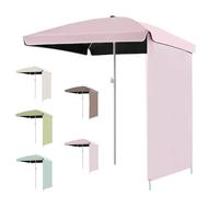 Ombrellone da spiaggia portatile, 200 cm, con tendina, ombrellone da esterno, per patio, piscina e mercato, protezione dai raggi UV, regolabile in altezza e leggero (rosa, 160 cm)