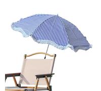 Ombrellone da spiaggia, portatile, antivento, protezione UV, design classico a righe blu e bianche, copertura extra large, parasole durevole per piscina, cortile, giardino, campeggio