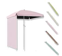 Ombrellone da spiaggia regolabile, 200 cm, con parete laterale, parasole per patio, campeggio, picnic e terrazza, colore rosa, protezione solare da 2 m