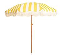 Ombrellone da spiaggia regolabile da 2,13 m con frangia parasole portatile a righe per patio cortile protezione solare esterna giallo 200 cm/6,6 piedi ombrellone da giardino