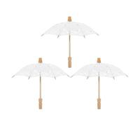 Ombrellone da sposa in pizzo 3 pezzi - Ombrellone in pizzo di cotone bianco con