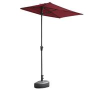 Ombrellone Da Tavolo,ombrellone Da Esterno,antivento,impermeabile,con Base,metà,pulsante Facile,fronte-retro,2x1m,manovella,per Spiaggia, Patio, Bordo Piscina(Wine red)