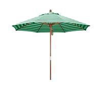 Ombrellone da terrazza, 2,7 m, a righe, impermeabile, per giardino, balcone, terrazza e spiaggia, con design pieghevole in legno
