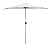 Ombrellone da Terrazza a Mezzaluna con Apertura a Manovella e Palo a 2 Sezioni, 2.6x1.35 m, Bianco