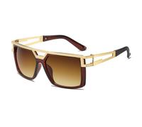 Ombrellone da uomo a doppio raggio in metallo con montatura grande alla moda e occhiali da sole antivento, Marrone, 145*151*51mm