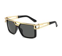 Ombrellone da uomo a doppio raggio in metallo con montatura grande alla moda e occhiali da sole antivento, nero, 145*151*51mm