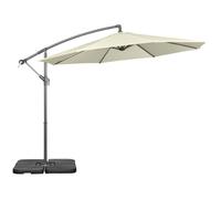 Ombrellone Decentrato Ø292x247 cm con Base a Croce Riempibile e Copertura Beige