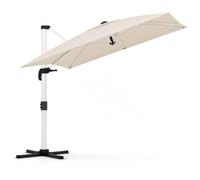 Ombrellone Decentrato 3X3 Metri Con Base A Croce Struttura In Alluminio Antiruggine Telo Impermeabile UV50+ Inclinabile Per Giardino Terrazza Patio E Piscina 300 x 300 x 260 Cm Beige