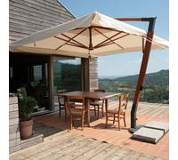 Ombrellone Decentrato da Giardino 2,2x2,2m Braccio in Legno Ecrù