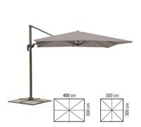 VERDELOOK Ombrellone a Braccio Deluxe reclinabile con Struttura in Alluminio Color Tortora, 3x3 m