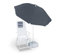 Relaxdays Ombrellone da Giardino, Spiaggia, Diametro 180cm, 8 Stecche, Poliestere, Inclinabile, Grigio