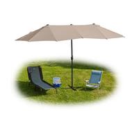 Relaxdays Ombrellone Doppio, 460 x 270 cm, Ampio Parasole con Manovella, Giardino e Terrazza, UV 30+, Beige, Alluminio