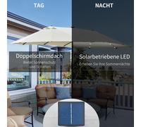 Ombrellone Doppio con LED 440x256 cm Crema Copertura in Tessuto resistente Manovella Ideale per Giardino e Terrazza