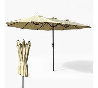 BAKAJI Ombrellone Doppio da Patio Rettangolare con Sistema di Apertura e Chiusura Manovella, 3 Tettucci Poliestere Anti UV e Impermeabile, Ideale per Giardino, Esterno, Bistrot, Bar (4,5 x 2,7 Metri)