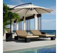 OMBRELLONE GIARDINO Ø 3 MT DECENTRATO BANANA IN ACCIAIO GAZEBO PISCINA BEIGE