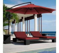 Yellowshop | Ombrellone Da Giardino colore Bordeaux Ø mt. 3X3 Decentrato In Acciaio, Parasole Laterale Arredo Piscina, Gazebo, Terrazze, Bar, Hotel, Balconi