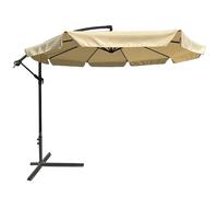 Ombrellone da Giardino Decentrato 3x3 Mt Palo Alluminio Telo con Pendente Chiusura a Manovella Base a Croce Sistema Air Vent Arredamento Esterno Gazebo Piscina Giardino Terrazzo Esterni (Beige)