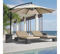 Ombrellone da Giardino Decentrato 3x3 Mt Palo Alluminio Chiusura a Manovella Base a Croce Sistema Air Vent Arredamento Esterno Gazebo Piscina Giardino Terrazzo Ambienti Esterni (Beige)