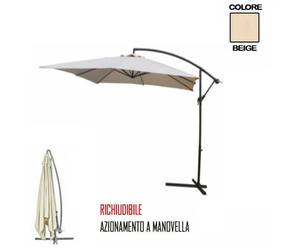OMBRELLONE GIARDINO DECENTRATO A SBRACCIO 3 X 3 COLORE ECRÙ 180 GR/MQ