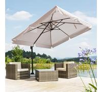 BAKAJI Ombrellone da Giardino Decentrato con parasole Inclinabile Palo in Alluminio Rotazione 360° Base a Croce Arredamento Esterno Gazebo Piscina Giardino Terrazzo Colore Ecru (2,5 x 2,5 Mt Flap)