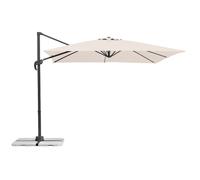 BAKAJI Ombrellone da Giardino Decentrato con Parasole Inclinabile Palo in Alluminio Rotazione 360° Base a Croce Arredamento Esterno Gazebo Piscina Giardino Terrazzo Colore Ecru (3x3 Mt)