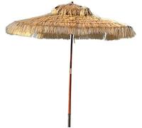 Ombrellone hawaiano Tiki con tetto in paglia per giardino esterno in paglia, doppio parasole da spiaggia/asta per ombrellone in legno, 1,5 m/180 cm, colore naturale