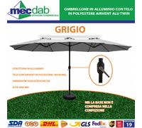 Ombrellone In Alluminio con Telo in Polyestere Airvent Alu Twin Vari Colori