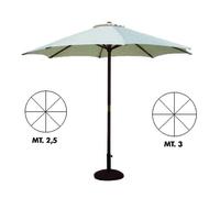 Ombrellone in Legno Tondo Gold Ø 250 mm cm Palo Ø 48 mm a 8 Stecche Vette