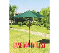 Ombrellone tondo in legno e top verde in poliestere Ø 250 cm da giardino esterno