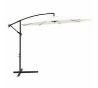 Ombrellone lampara da Giardino Écru Ø 300 x h. 245 cm in Acciaio al Carbonio, 6 Stecche rinforzate, Apertura con manovella, Kios Esté