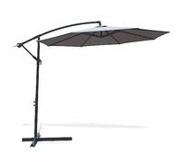 Ombrellone lampara da Giardino Grigio Ø 300 x h. 245 cm in Acciaio al Carbonio, 6 Stecche rinforzate, Apertura con manovella, Kios Esté