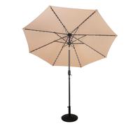 Ombrellone LED Inclinabile 2,7m Beige con Base e Luci Solari
